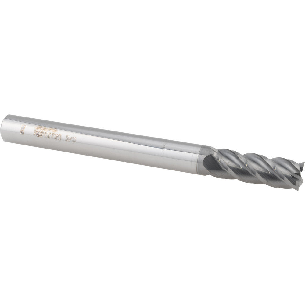 Accupro 70212725 Square End Mill 3/8'' Dia, 1'' LOC, 3/8'' Shank Dia, 4'' OAL, 4 Flutes, Solid Carbide