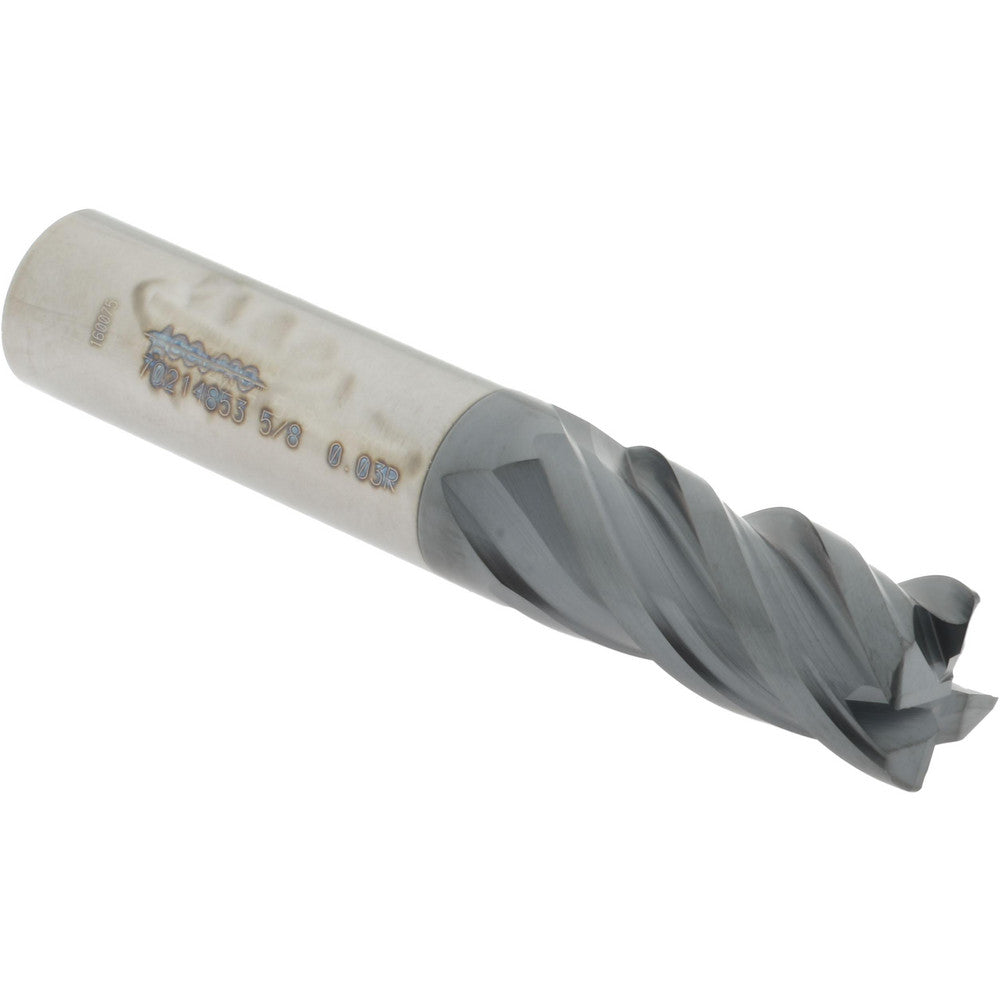 Accupro 70214853 Corner Radius End Mill 5/8" Dia, 1-1/4" LOC, 0.03" Radius, 4 Flutes, Solid Carbide