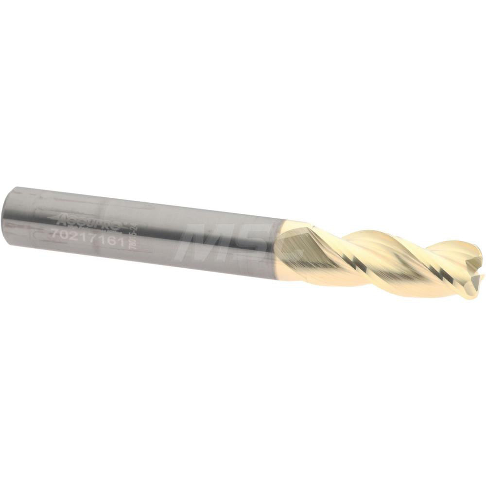 Accupro 314670 Corner Radius End Mill 5/16" Dia, 13/16" LOC, 37 deg Helix, Corner Radius End, Centercutting
