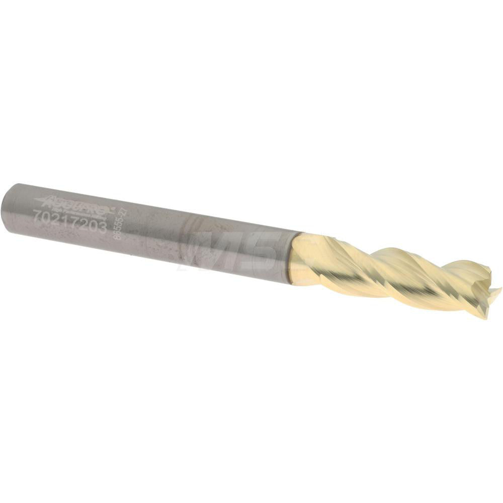 Accupro 314584 Corner Radius End Mill 1/4" Dia, 3/4" LOC, 37 deg Helix, Corner Radius End, Centercutting
