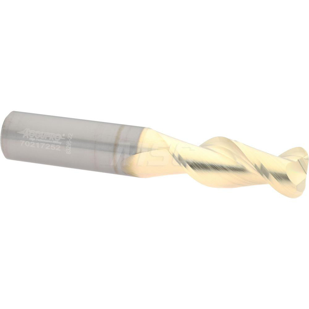 Accupro 2500457 Corner Radius End Mill 1/2" Dia, 1-1/4" LOC, 45 deg Helix, Corner Radius End, Centercutting
