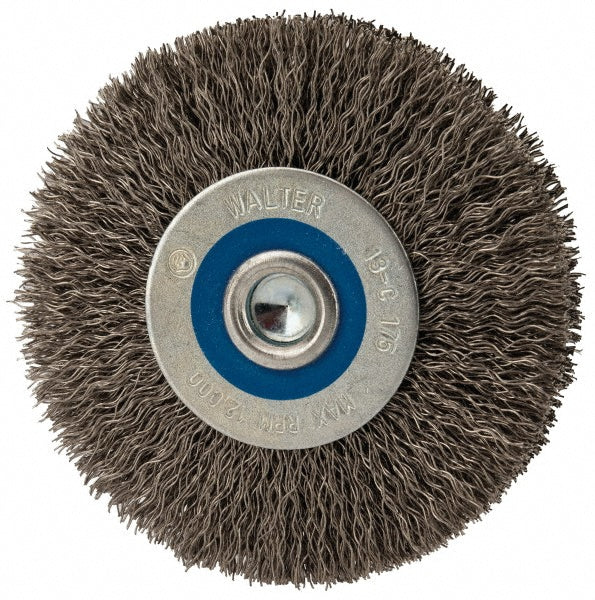 WALTER Surface Technologies 13C175 Wheel Brush 3" Wheel Dia, 3/4" Face Width, Crimped