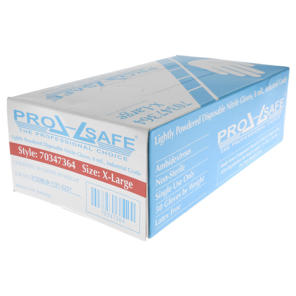 PRO-SAFE 63-338/XL Disposable Glove Size X-Large, 8.0 mil, Nitrile, General Purpose Grade, Powdered