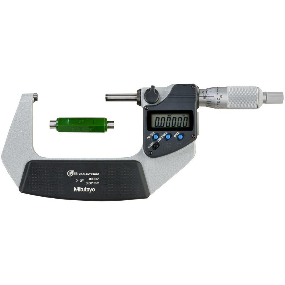 Mitutoyo 293-332-30 Electronic Outside Micrometer 3" Max, Solid Carbide Face, IP65