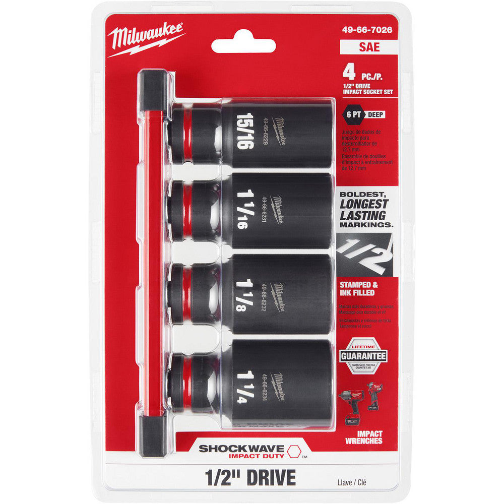 Milwaukee Tool 49-66-7026 Socket Sets Set Type Deep Impact System Of Measurement Imperial Drive Size (Inch) 1/2 Number Of Points 6 Finish Coating Black Minimum Size (Inch) 15/16