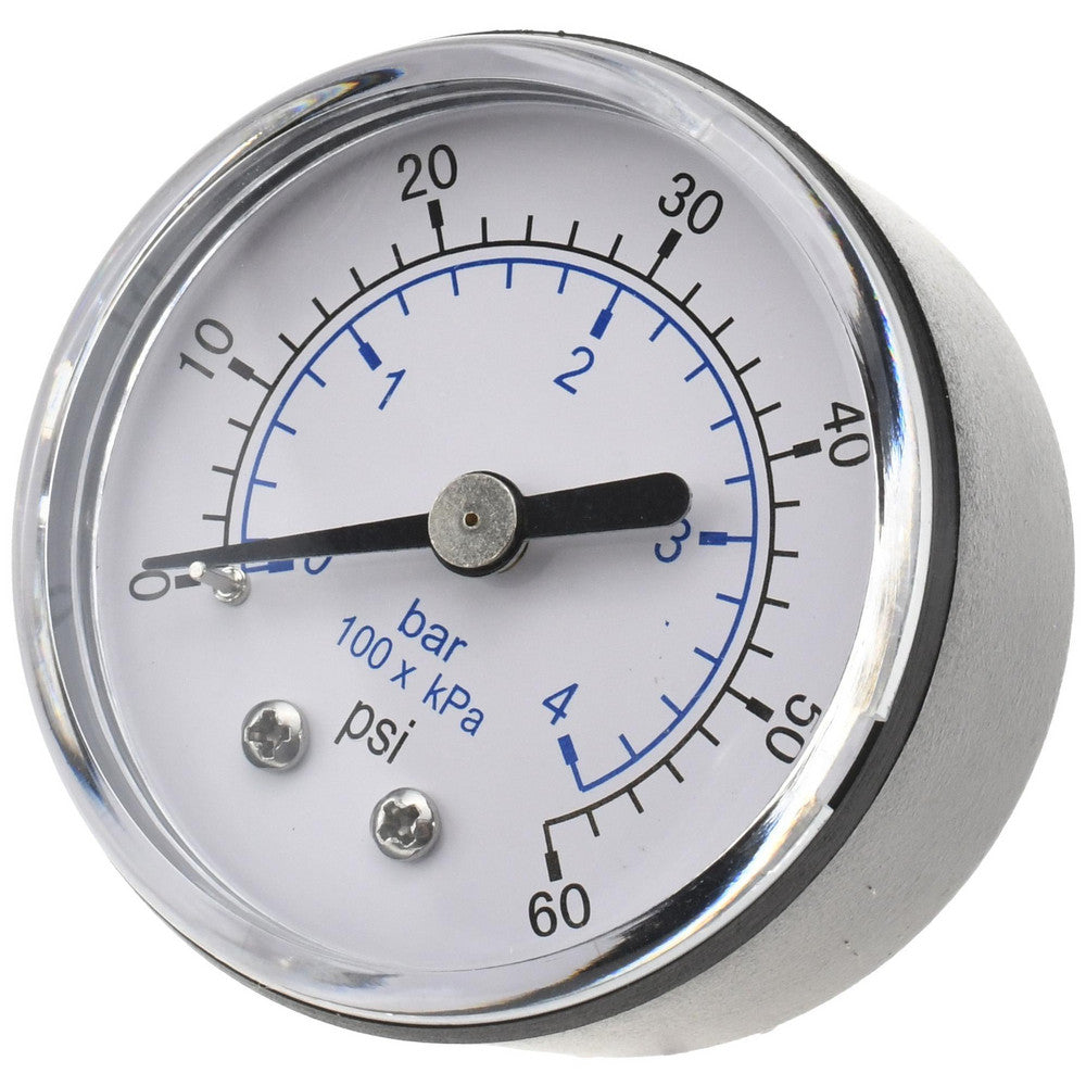 Value Collection 111CB20060 Pressure Gauge 2" Dial, 60 psi, 1/4" Thread, NPT, Center Back Mount