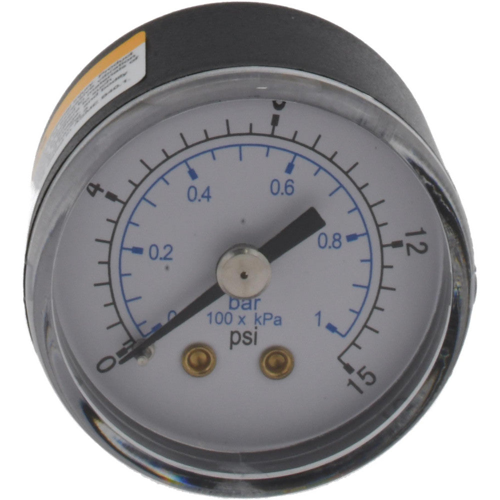 Value Collection 111CB15015 Pressure Gauge 1-1/2" Dial, 15 psi, 1/8" Thread, NPT, Center Back Mount