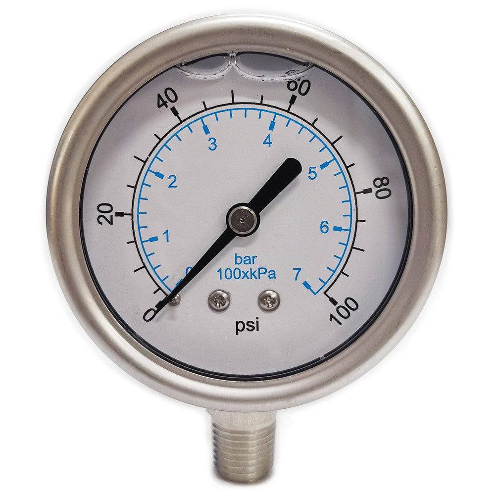 Value Collection 116AL25100 Pressure Gauge 2-1/2" Dial, 100 psi, 1/4" Thread, NPT, Lower Mount
