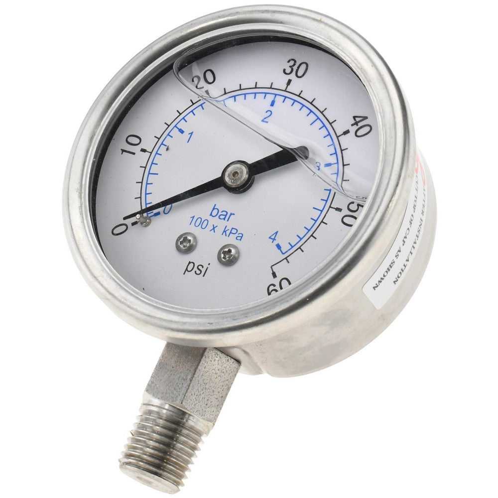 Value Collection 116AL25060 Pressure Gauge 2-1/2" Dial, 60 psi, 1/4" Thread, NPT, Lower Mount