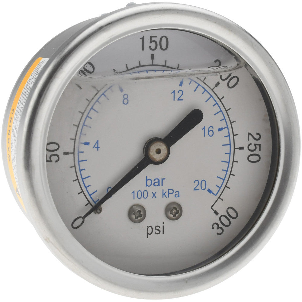 Value Collection 115AB25300 Pressure Gauge 2-1/2" Dial, 300 psi, 1/4" Thread, NPT, Center Back Mount