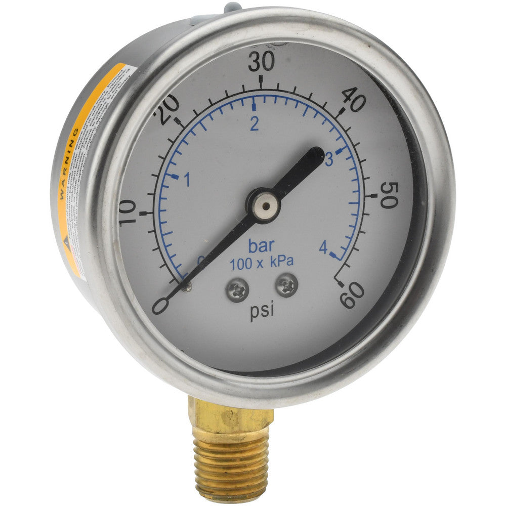 Value Collection 115AL25060 Pressure Gauge 2-1/2" Dial, 60 psi, 1/4" Thread, NPT, Lower Mount