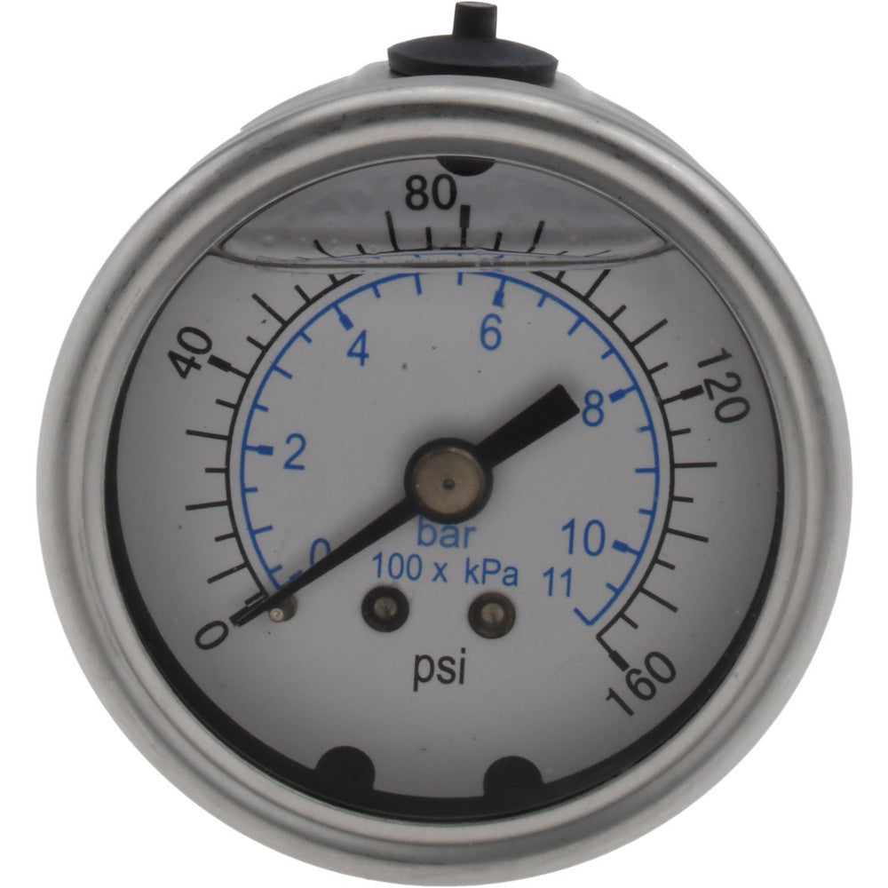 Value Collection 116AB20160 Pressure Gauge 2" Dial, 160 psi, 1/4" Thread, NPT, Center Back Mount