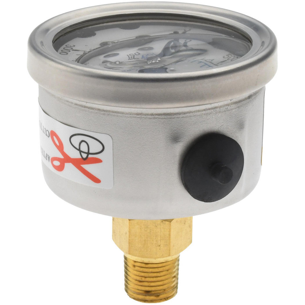 Value Collection 115AB15K03 Pressure Gauge 1-1/2" Dial, 3,000 psi, 1/8" Thread, NPT, Center Back Mount
