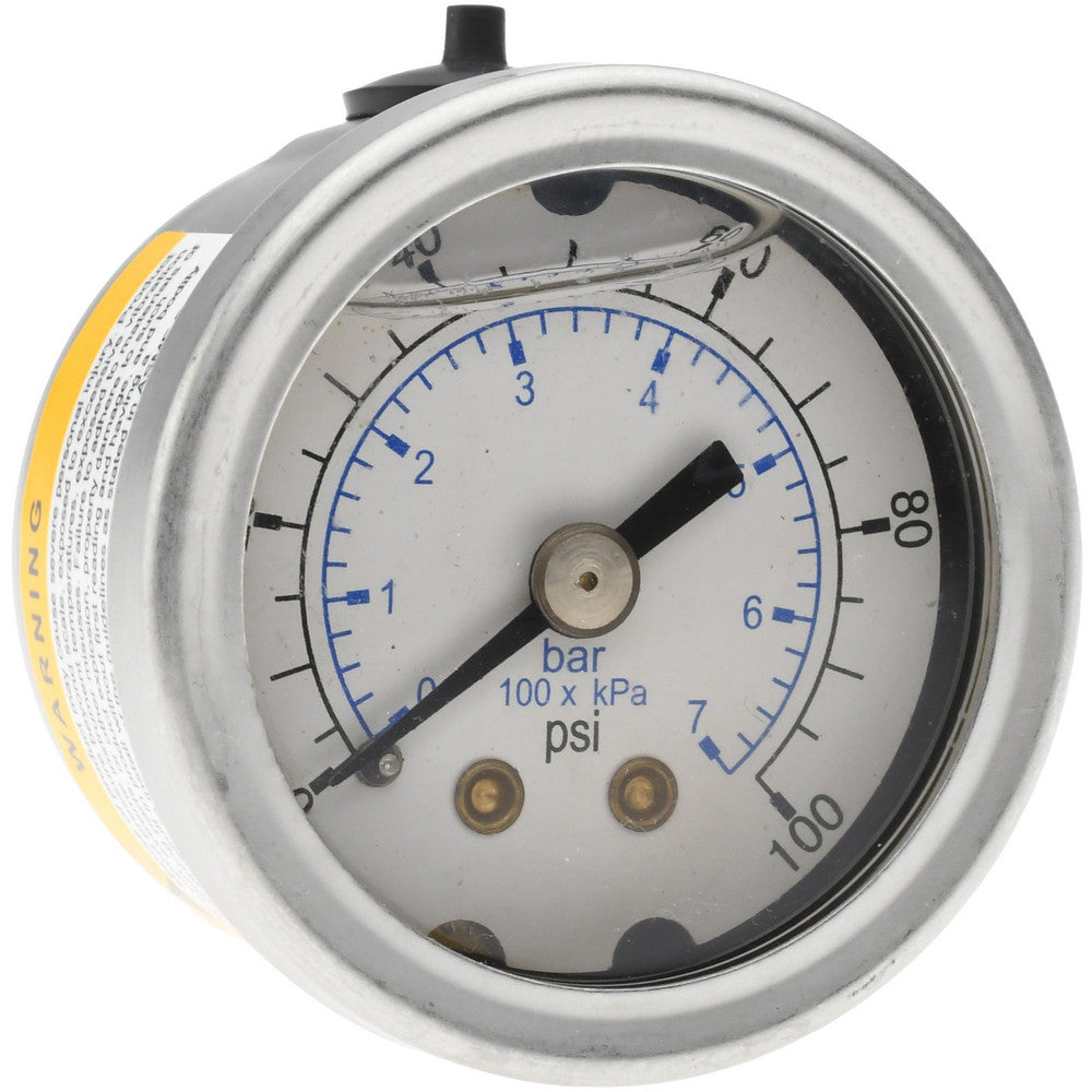 Value Collection 115AB15100 Pressure Gauge 1-1/2" Dial, 100 psi, 1/8" Thread, NPT, Center Back Mount