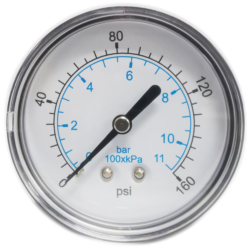 Value Collection 111CB25160 Pressure Gauge 2-1/2" Dial, 160 psi, 1/4" Thread, NPT, Center Back Mount