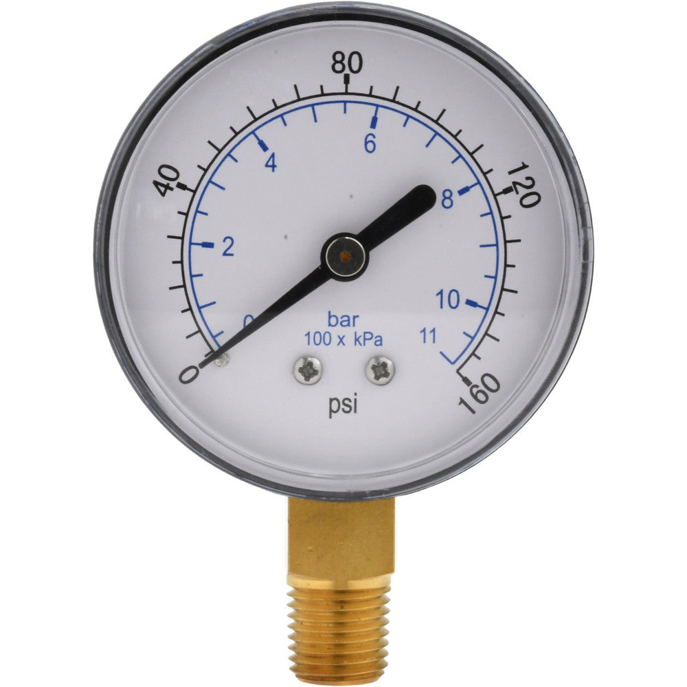 Value Collection 111CL25160 Pressure Gauge 2-1/2" Dial, 160 psi, 1/4" Thread, NPT, Lower Mount
