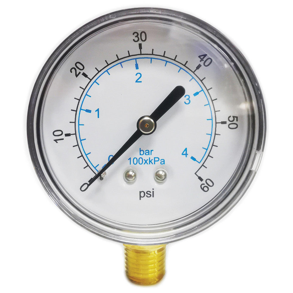Value Collection 111CL25060 Pressure Gauge 2-1/2" Dial, 60 psi, 1/4" Thread, NPT, Lower Mount