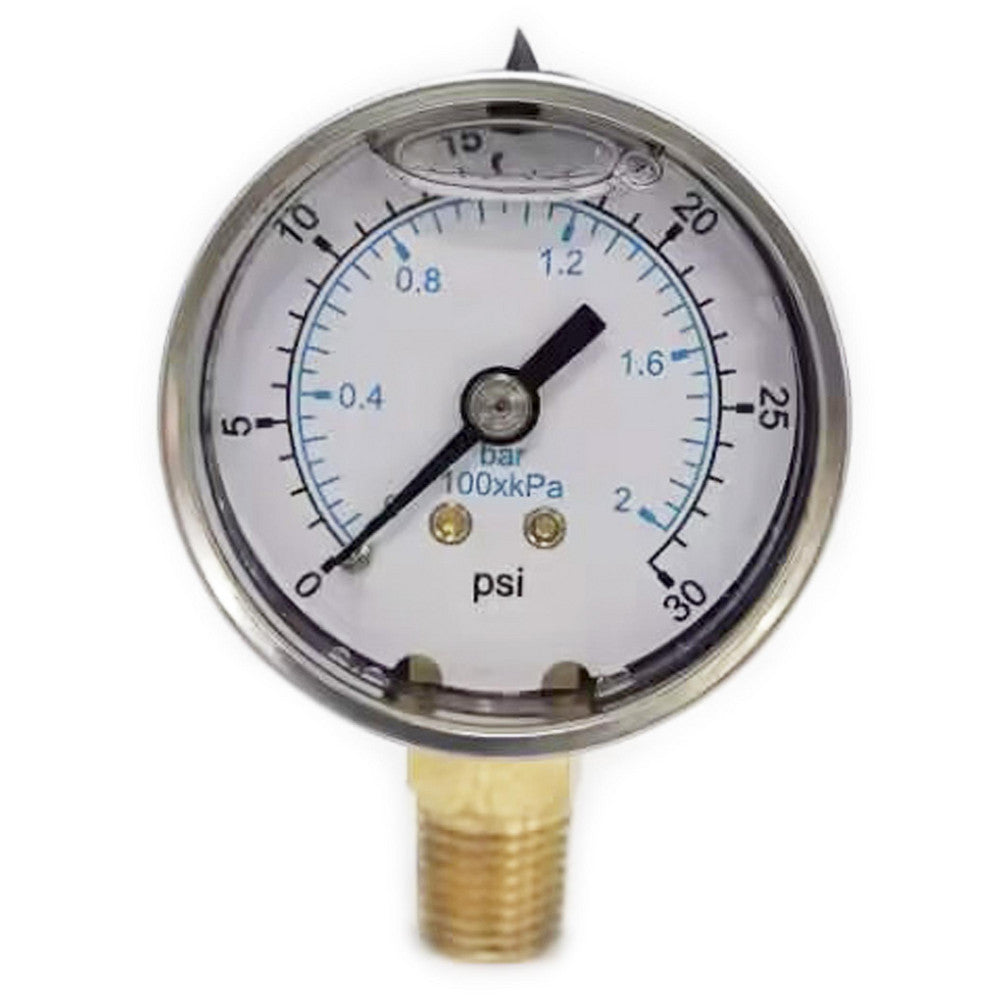Value Collection 115AL20030 Pressure Gauge 2" Dial, 30 psi, 1/4" Thread, NPT, Lower Mount
