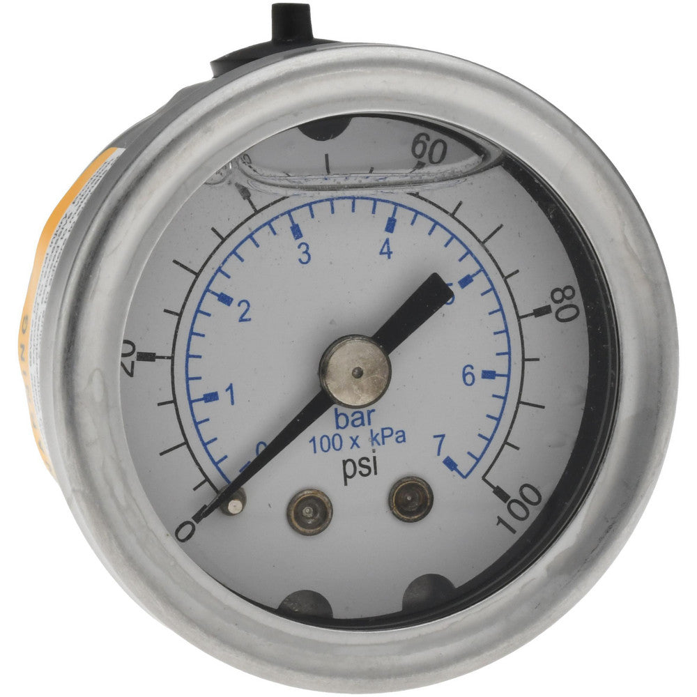 Value Collection 116AB15100 Pressure Gauge 1-1/2" Dial, 100 psi, 1/8" Thread, NPT, Center Back Mount