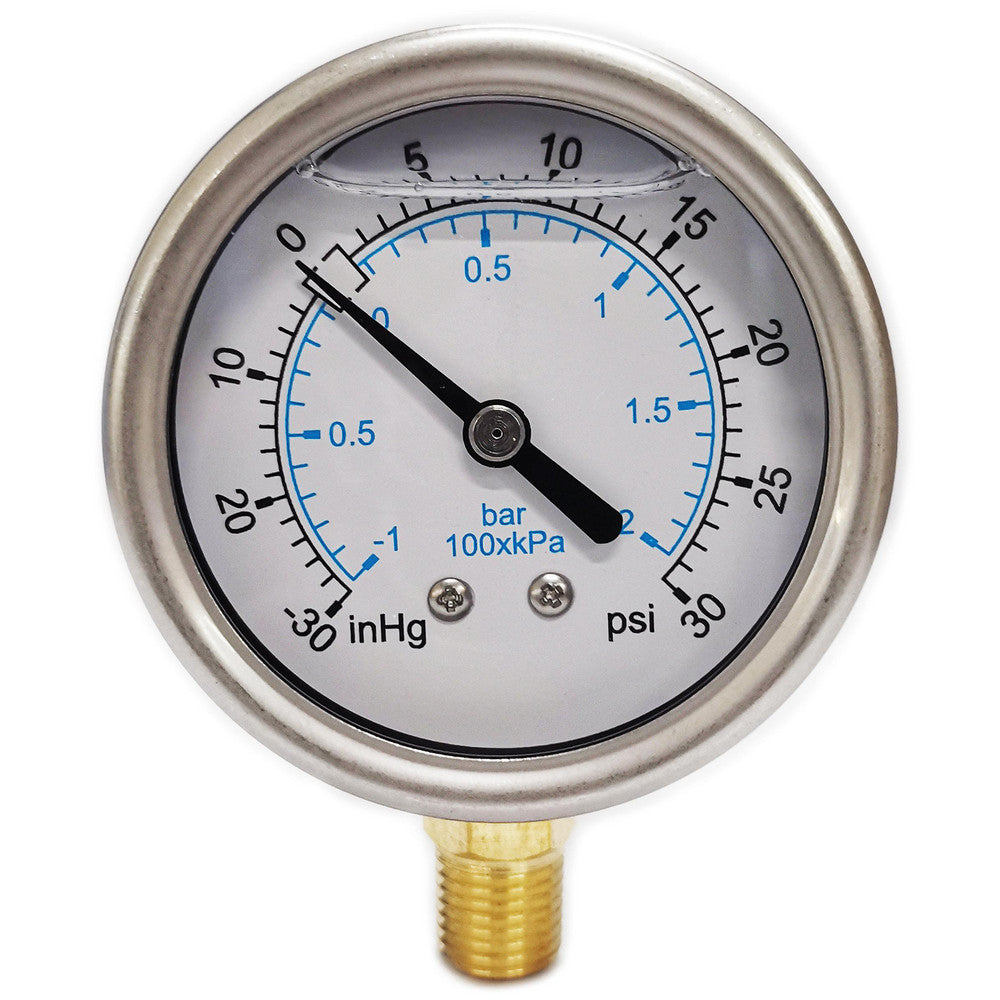 Value Collection 115AL25V30 Pressure Gauge 2-1/2" Dial, 30 psi, 1/4" Thread, NPT, Lower Mount