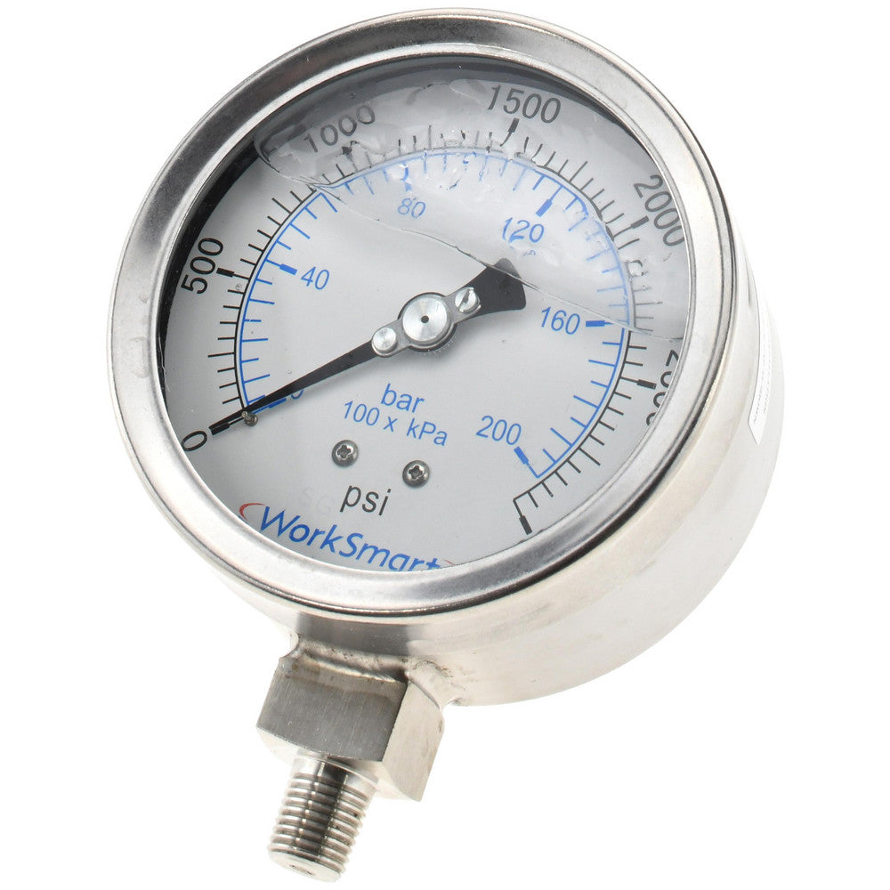Value Collection 116AL35K03 Pressure Gauge 4" Dial, 3,000 psi, 1/4" Thread, NPT, Lower Mount