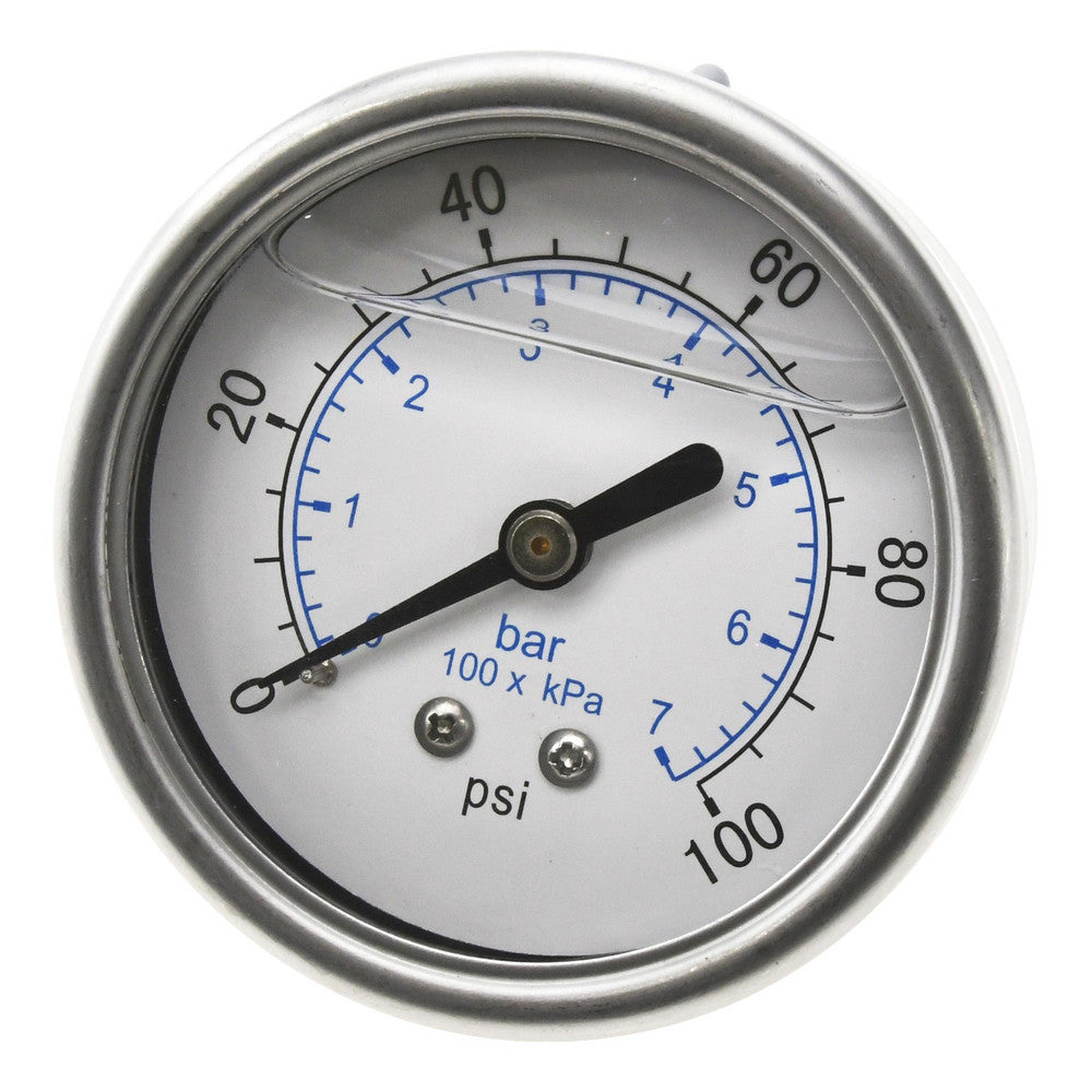 Value Collection 116AB25100 Pressure Gauge 2-1/2" Dial, 100 psi, 1/4" Thread, NPT, Center Back Mount