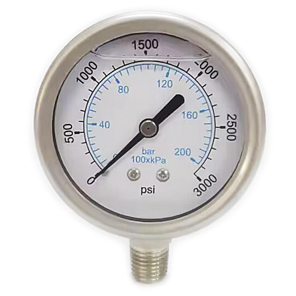 Value Collection 116AL25K03 Pressure Gauge 2-1/2" Dial, 3,000 psi, 1/4" Thread, NPT, Lower Mount