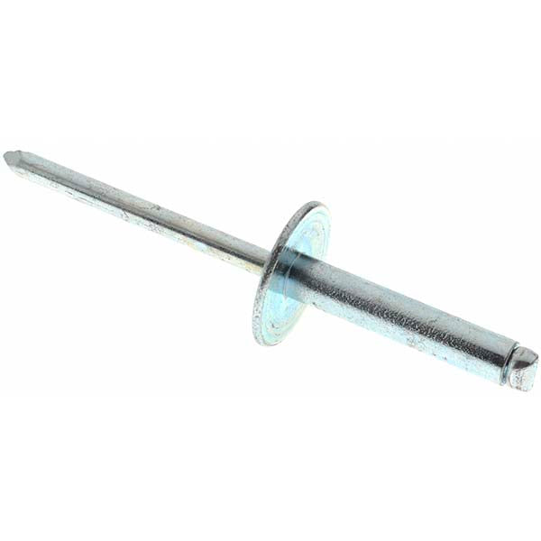 Value Collection 34178 Open End Blind Rivet Size 612, Large Flange Dome Head, Steel Body, Steel Mandrel