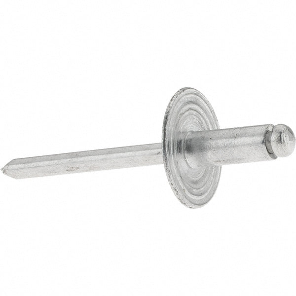 Value Collection 34110 Open End Blind Rivet Size 64, Large Flange Dome Head, Aluminum Body, Aluminum Mandrel