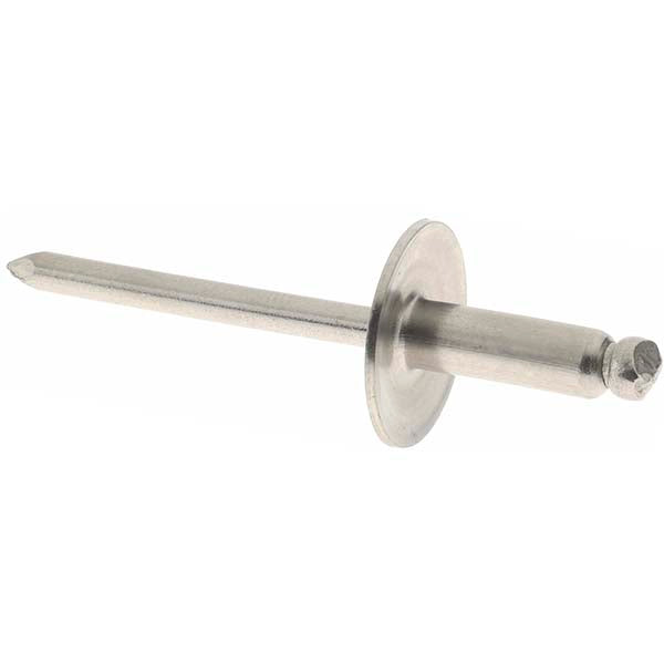 Value Collection KP82103 Open End Blind Rivet Size 66, Large Flange Dome Head, Stainless Steel Body, Stainless Steel Mandrel