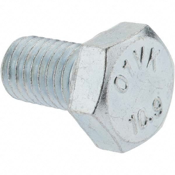 Value Collection C90415 Hex Head Cap Screw M12 x 1.75 x 20 mm, Grade 10.9 Steel, Zinc-Plated