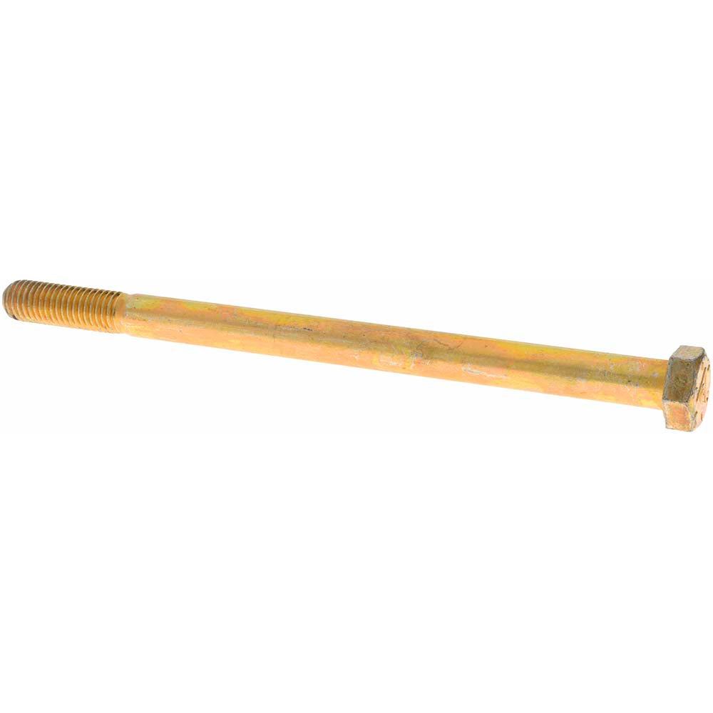 Value Collection 39124 Hex Head Cap Screw 1/2-13 x 8", Grade 8 Steel, Zinc Yellow Dichromate Finish