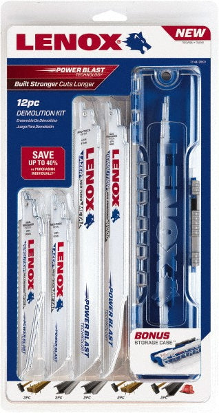 Lenox 1214412RKD 11 Piece, 6" to 9" Long x 0.042" to 0.062" Thick, Bi-Metal Reciprocating Saw Blade Set