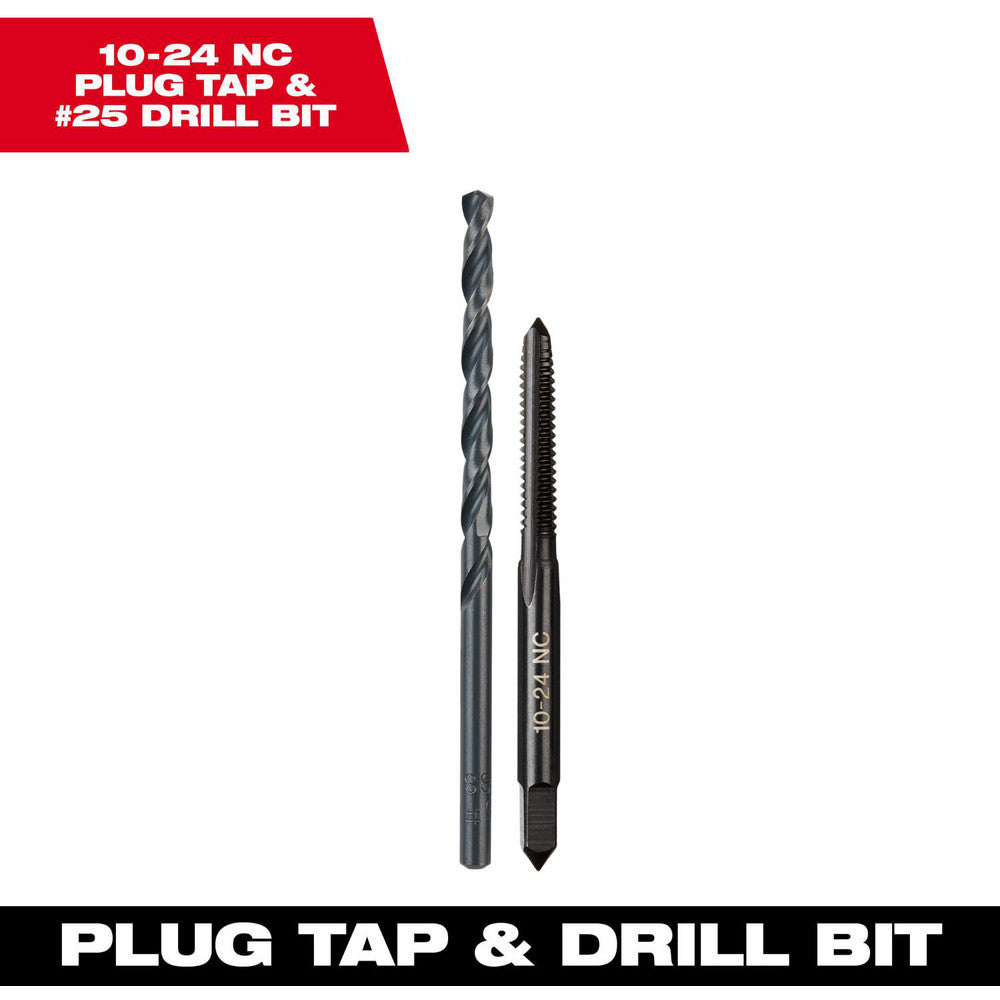 Milwaukee Tool 49-57-5525 Tap & Drill Sets Maximum Drill Size (Wire) #25 Minimum Drill Size (Wire) #25 Tap Type Standard Hand Tap Coating/Finish Oxide Tap Material High Carbon Steel Drill Material High Carbon Steel
