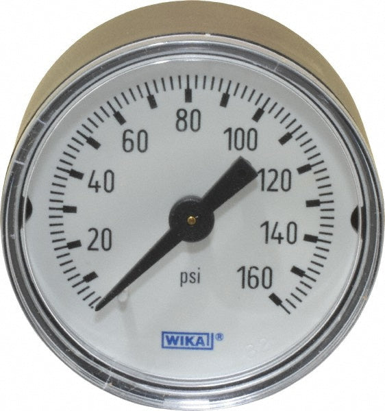 Wika 9690242 Pressure Gauge 1-1/2" Dial, 0 to 160 psi, 1/8" Thread, NPT, Center Back Mount
