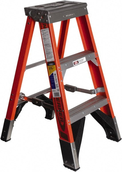 Werner 7403 2 Step Fiberglass Foldable Step Ladder Type IAA 375 lb Capacity 3' Height