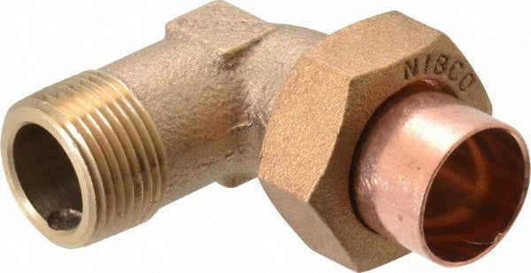 NIBCO B072850 Cast Copper Pipe 90 ° Union Elbow 3/4" Fitting, C x M, Pressure Fitting