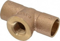 NIBCO B145900 Cast Copper Pipe Tee 1/2" x 1/2" x 1/4" Fitting, C x C x F, Pressure Fitting