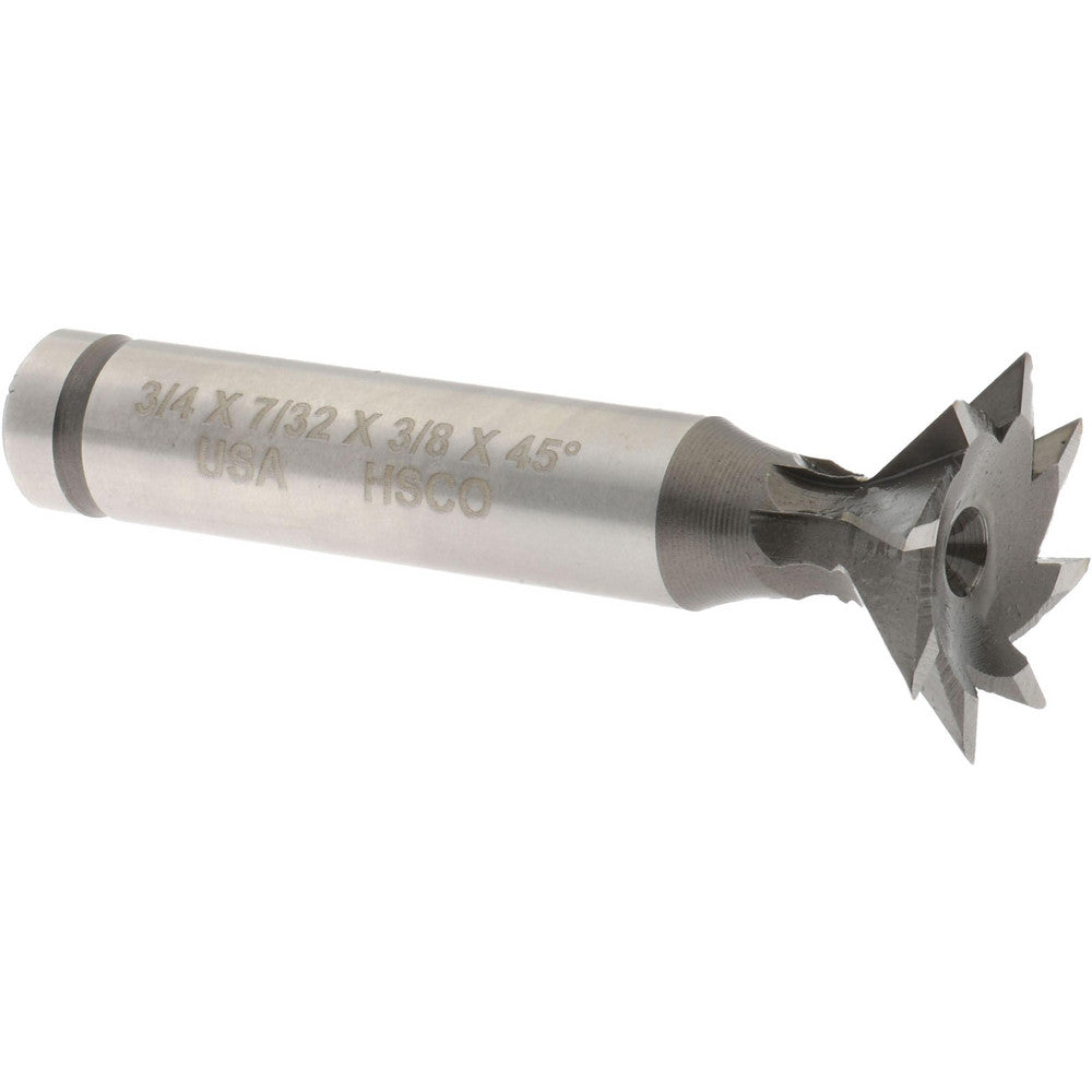 Made in USA Milling Cutters CDT7508-45 Dovetail Cutter 45 °, 3/4" Cut Dia, 7/32" Cut Width, Cobalt