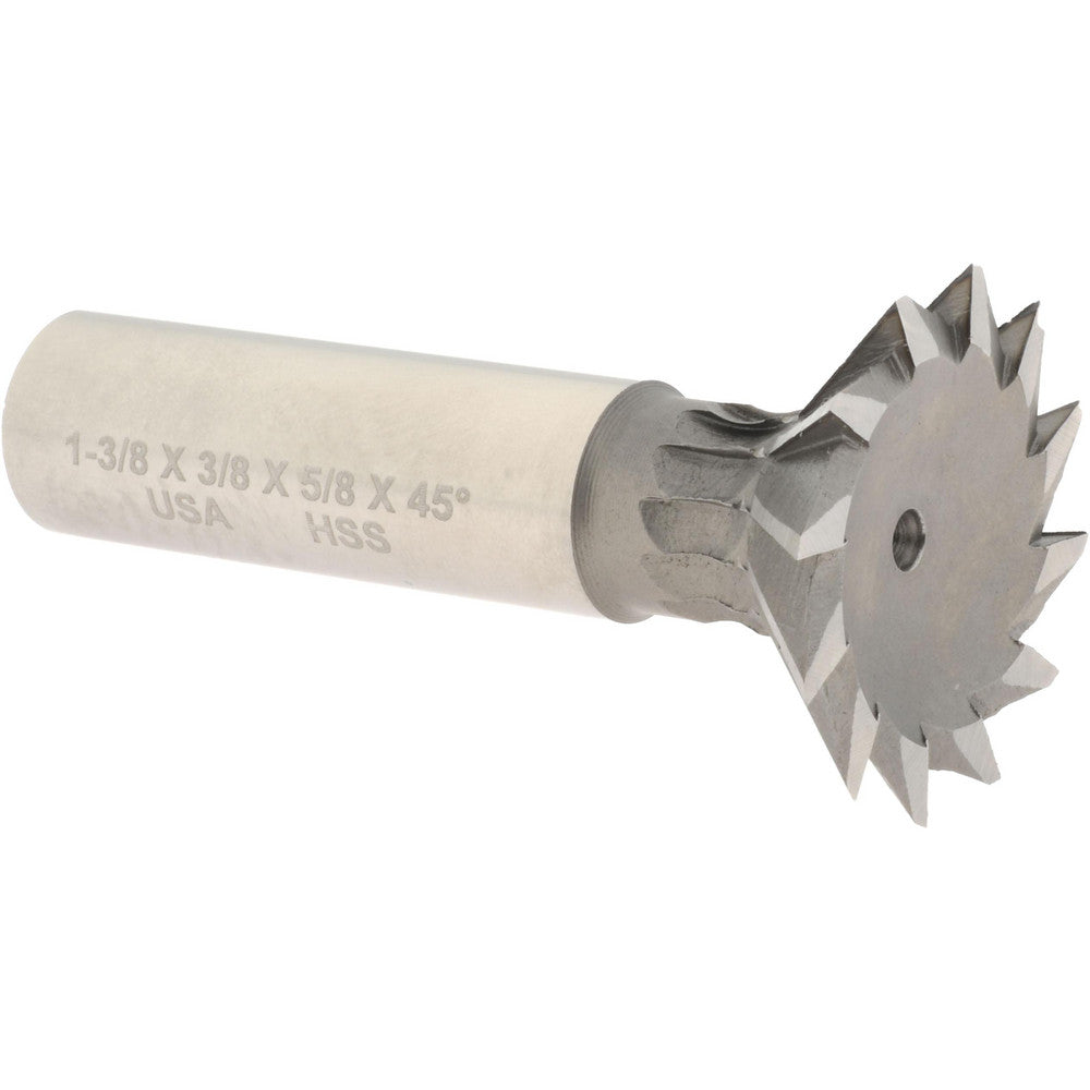 Made in USA Milling Cutters DT137512-45 Dovetail Cutter 45 °, 1-3/8" Cut Dia, 3/8" Cut Width, High Speed Steel