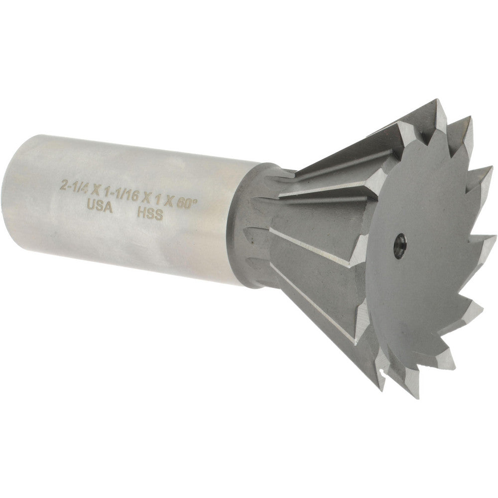 Made in USA Milling Cutters DT225012-60 Dovetail Cutter 60 °, 2-1/4" Cut Dia, 1-1/16" Cut Width, High Speed Steel