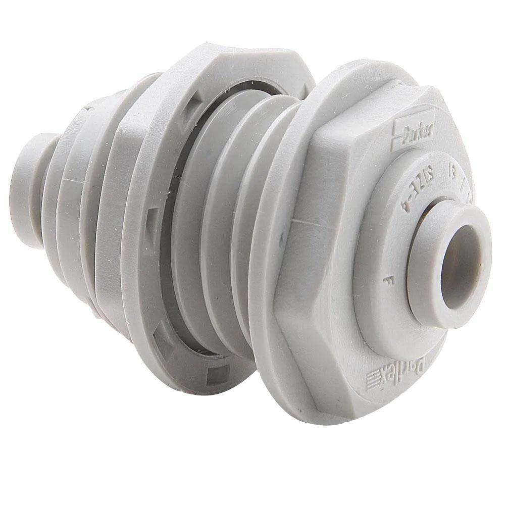 Parker A4BU4-MG Push-To-Connect Tube to Tube Tube Fitting Bulkhead Union, 1/4" OD