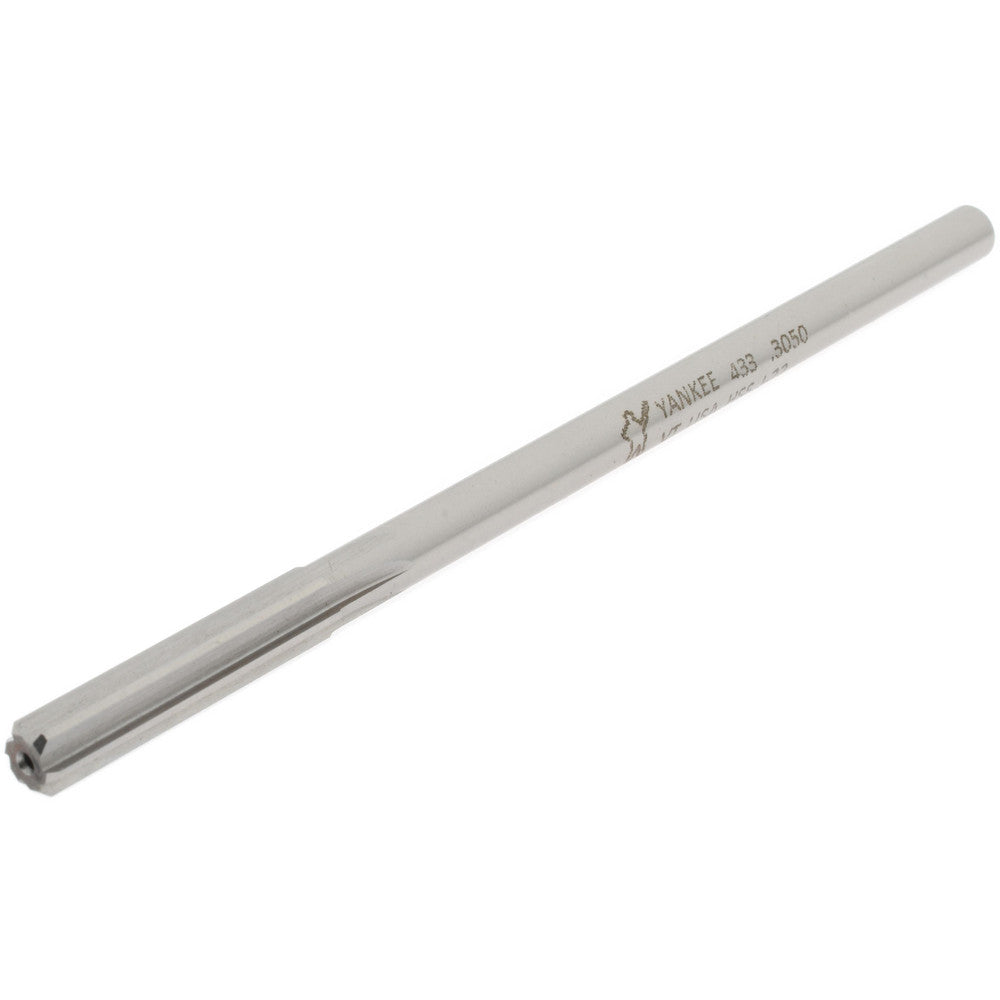 Hertel Reamers 433-0.3050 Chucking Reamer 0.3050" Dia, 6" OAL, 1-1/2" Flute Length, Straight Flute, Straight-Cylindrical Shank, HSS