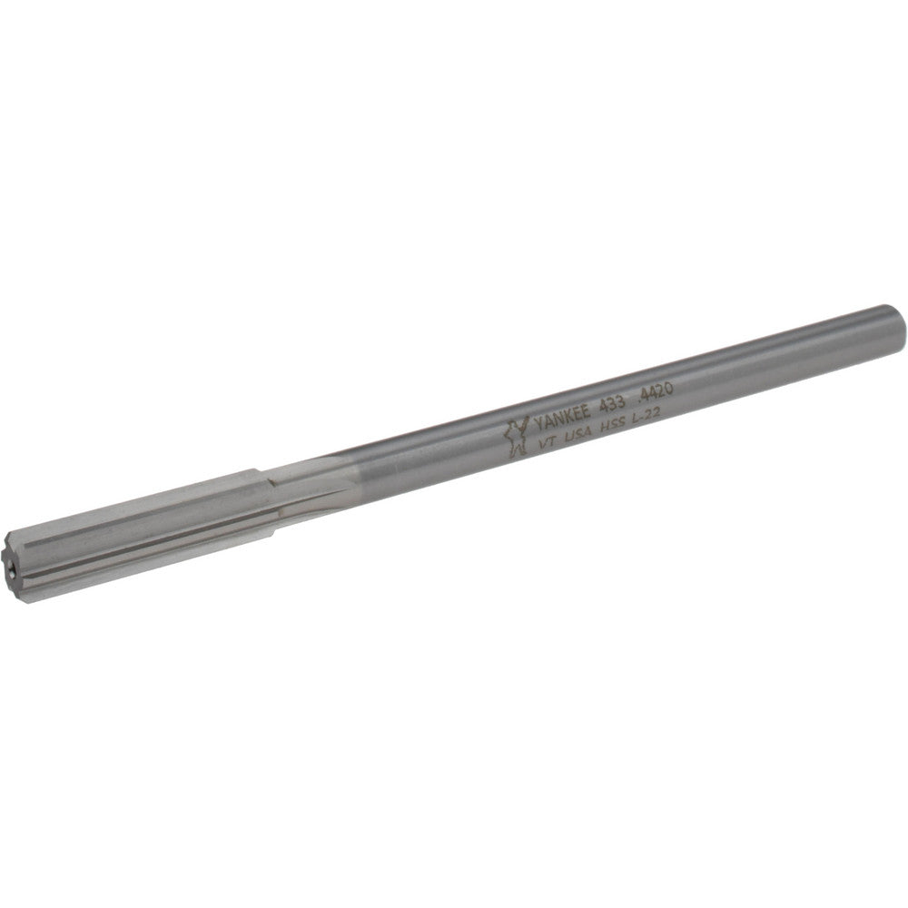 Hertel Reamers 433-0.4420 Chucking Reamer 0.4420" Dia, 7" OAL, 1-3/4" Flute Length, Straight Flute, Straight-Cylindrical Shank, HSS