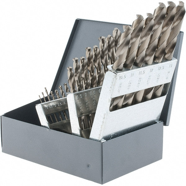 Chicago-Latrobe 54127 Drill Bit Set Jobber Length Drill Bits, 25 Pc, 135 deg, Cobalt