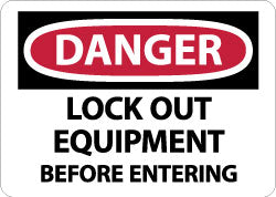 AccuformNMC D664AB Accident Prevention Sign Rectangle, "Danger, LOCK OUT EQUIPMENT BEFORE ENTERING"