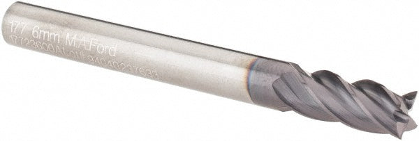 M.A. Ford 17723600A Square End Mill 6.00 mm Dia, 13.00 mm LOC, 4 Flute, Solid Carbide