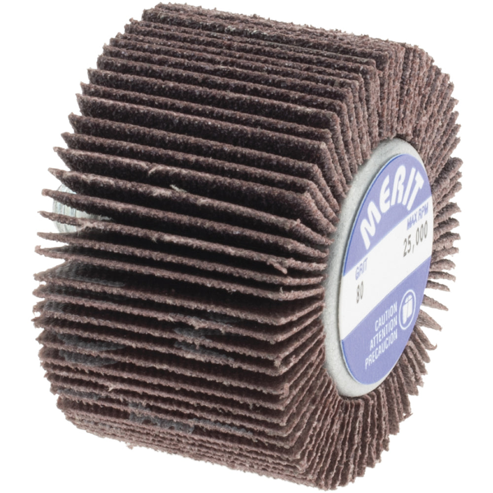 Merit Abrasives 08834132016 Mounted Flap Wheel 1" Face Width, 80 Grit, Aluminum Oxide