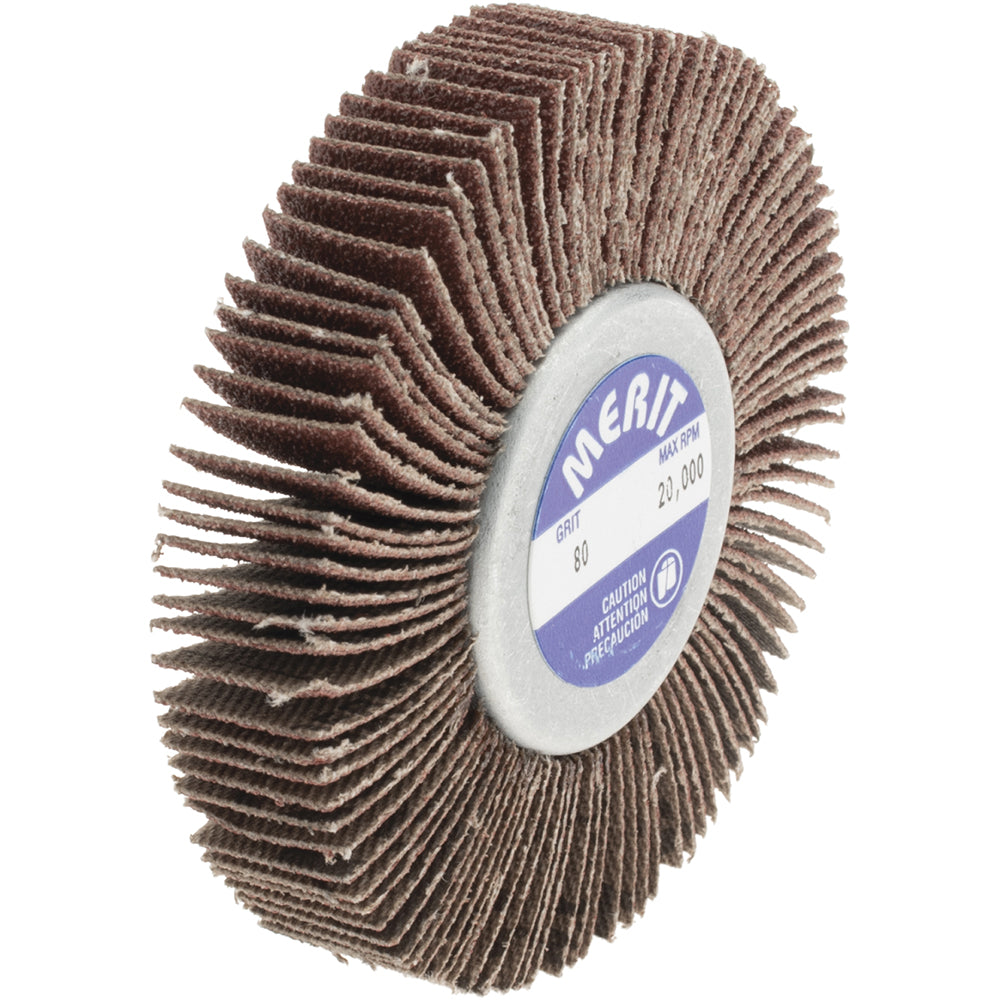 Merit Abrasives 08834134016 Mounted Flap Wheel 2-1/2" Dia, 1/2" Face Width, 80 Grit, Aluminum Oxide
