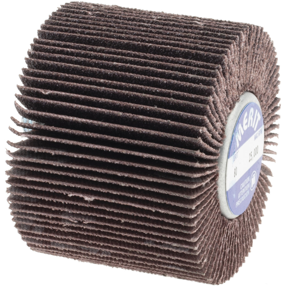 Merit Abrasives 08834135202 Mounted Flap Wheel 2" Dia, 1-1/2" Face Width, 80 Grit, Aluminum Oxide